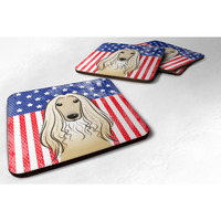 "Caroline's Treasures BB2174FC American Flag And Afghan Hound Foam Coaster (Set of 4), 3.5"", Multicolor"