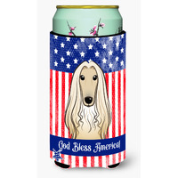 "Caroline's Treasures BB2174TBC ""God Bless American Flag with Afghan Hound"" Tall Boy Hugger Koozie, Multicolor"