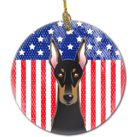 Caroline's Treasures American Flag and Doberman Ceramic Ornament