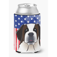 "Caroline's Treasures BB2176CC American Flag And Saint Bernard Can Or Bottle Hugger, Multicolor"