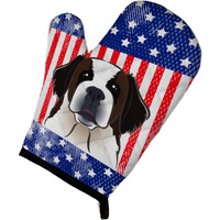 "Caroline's Treasures BB2176OVMT American Flag and Saint Bernard Oven Mitt, 12"" by 8.5"", Multicolor"