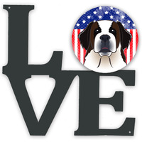 "Caroline's Treasures American Flag and Saint Bernard Metal Artwork Love wall-decor, Multicolor"