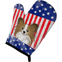 "Caroline's Treasures BB2178OVMT American Flag and Papillon Oven Mitt, 12"" by 8.5"", Multicolor"