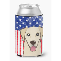 "Caroline's Treasures BB2182CC American Flag And Golden Retriever Can Or Bottle Hugger, Multicolor"