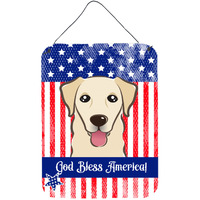 "Caroline's Treasures God Bless American Flag with Golden Retriever Wall or Door Hanging Prints BB2182DS1216, 16HX12W, Multicolor"