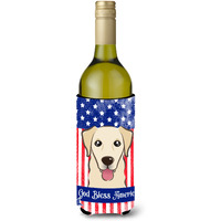 "Caroline's Treasures BB2182LITERK ""God Bless American Flag with Golden Retriever"" Wine Bottle Hugger Koozie, 750ml, Multicolor"