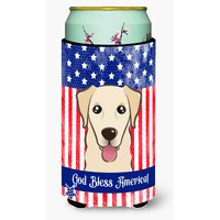 "Caroline's Treasures BB2182TBC ""God Bless American Flag with Golden Retriever"" Tall Boy Hugger Koozie, Multicolor"