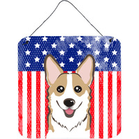 "Caroline's Treasures American Flag and Sable Corgi Door Hanging Prints wall-decor, Multicolor"