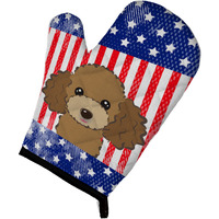 "Caroline's Treasures BB2186OVMT American Flag and Chocolate Brown Poodle Oven Mitt, 12"" by 8.5"", Multicolor"