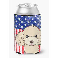 "Caroline's Treasures BB2188CC American Flag And Buff Poodle Can Or Bottle Hugger, Multicolor"