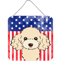 "Caroline's Treasures American Flag and Buff Poodle Door Hanging Prints wall-decor, Multicolor"