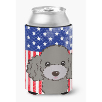 "Caroline's Treasures BB2189CC American Flag And Silver Gray Poodle Can Or Bottle Hugger, Multicolor"