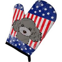 "Caroline's Treasures BB2189OVMT American Flag and Silver Gray Poodle Oven Mitt, 12"" by 8.5"", Multicolor"