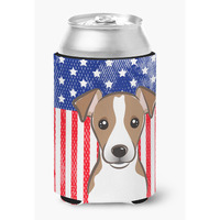 "Caroline's Treasures BB2190CC American Flag And Jack Russell Terrier Can Or Bottle Hugger, Multicolor"