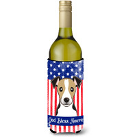 "Caroline's Treasures BB2191LITERK ""God Bless American Flag with Jack Russell Terrier"" Wine Bottle Hugger Koozie, 750ml, Multicolor"