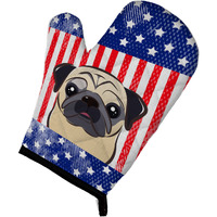 "Caroline's Treasures BB2192OVMT American Flag and Fawn Pug Oven Mitt, 12"" by 8.5"", Multicolor"