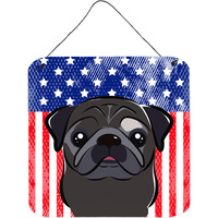 "Caroline's Treasures American Flag and Black Pug Door Hanging Prints wall-decor, Multicolor"