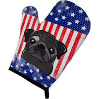 "Caroline's Treasures BB2193OVMT American Flag and Black Pug Oven Mitt, 12"" by 8.5"", Multicolor"