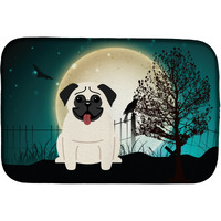 "Caroline's Treasures Halloween Scary Pug Cream Dish Drying Mat, 14"" x 21"""