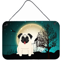 "Caroline's Treasures Halloween Scary Pug Cream Wall or Door Hanging Prints BB2194DS812, 8"" x 12"""
