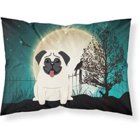 Caroline's Treasures Halloween Scary Pug Cream Fabric Standard Pillowcase BB2194PILLOWCASE
