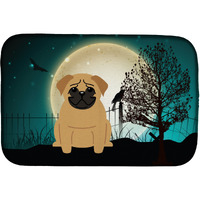 "Caroline's Treasures Halloween Scary Pug Brown Dish Drying Mat, 14"" x 21"""