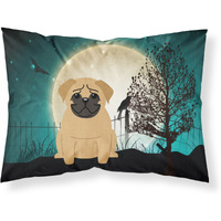 "Caroline's Treasures Halloween Scary Pug Brown Fabric Standard Pillowcase BB2197PILLOWCASE, Multicolor"