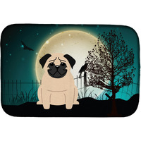 "Caroline's Treasures Halloween Scary Pug Fawn Dish Drying Mat, 14"" x 21"""