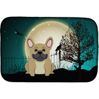 "Caroline's Treasures Halloween Scary French Bulldog Cream Dish Drying Mat, 14"" x 21"""