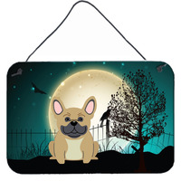 "Caroline's Treasures Halloween Scary French Bulldog Cream Wall or Door Hanging Prints BB2200DS812, 8"" x 12"""