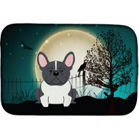 "Caroline's Treasures Halloween Scary French Bulldog Black White Dish Drying Mat, 14"" x 21"""
