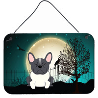 "Caroline's Treasures Halloween Scary French Bulldog Black White Wall or Door Hanging Prints BB2202DS812, 8"" x 12"""