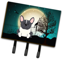 "Caroline's Treasures Halloween Scary French Bulldog Black White Leash or Key Holder BB2202TH68, Triple, Multicolor"