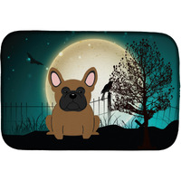 "Caroline's Treasures Halloween Scary French Bulldog Brown Dish Drying Mat, 14"" x 21"""