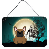 "Caroline's Treasures Halloween Scary French Bulldog Brown Wall or Door Hanging Prints BB2203DS812, 8"" x 12"""