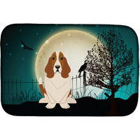 "Caroline's Treasures Halloween Scary Basset Hound Dish Drying Mat, 14"" x 21"""