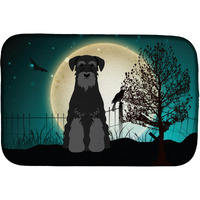 "Caroline's Treasures Halloween Scary Standard Schnauzer Black Dish Drying Mat, 14 X 21"