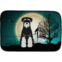 "Caroline's Treasures Halloween Scary Standard Schnauzer Salt and Pepper Dish Drying Mat, 14 x 21"