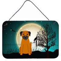 "Caroline's Treasures Halloween Scary Border Terrier Wall or Door Hanging Prints BB2229DS812, 8"" x 12"""