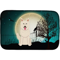 "Caroline's Treasures Halloween Scary White German Shepherd Dish Drying Mat, 14 x 21"