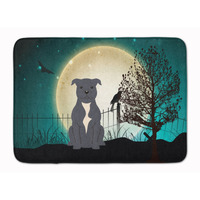 "Caroline's Treasures Halloween Scary Bull Terrier Blue Floor Mat, 19"" x 27"", Multicolor"