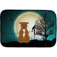 "Caroline's Treasures Halloween Scary Staffordshire Bull Terrier Dish Drying Mat, 14"" x 21"""
