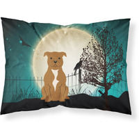"Caroline's Treasures Halloween Scary Staffordshire Bull Terrier Brown Fabric Standard Pillowcase BB2237PILLOWCASE, Multicolor"