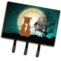 "Caroline's Treasures Halloween Scary Staffordshire Bull Terrier Brown Leash or Key Holder BB2237TH68, Triple, Multicolor"