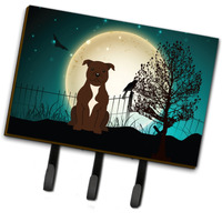 "Caroline's Treasures Halloween Scary Staffordshire Bull Terrier Chocolate Leash or Key Holder BB2238TH68, Triple, Multicolor"