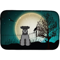 "Caroline's Treasures Halloween Scary Miniature Schnauzer Black Silver Dish Drying Mat, 14"" x 21"""