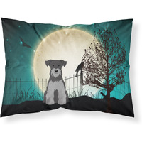 "Caroline's Treasures Halloween Scary Miniature Schanuzer Black Silver Fabric Standard Pillowcase BB2242PILLOWCASE, Multicolor"