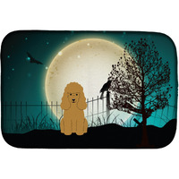 "Caroline's Treasures Halloween Scary Poodle Tan Dish Drying Mat, 14"" x 21"""