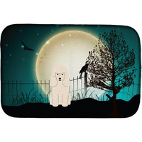 "Caroline's Treasures Halloween Scary Poodle White Dish Drying Mat, 14"" x 21"""