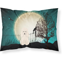 Caroline's Treasures Halloween Scary Poodle White Fabric Standard Pillowcase BB2260PILLOWCASE